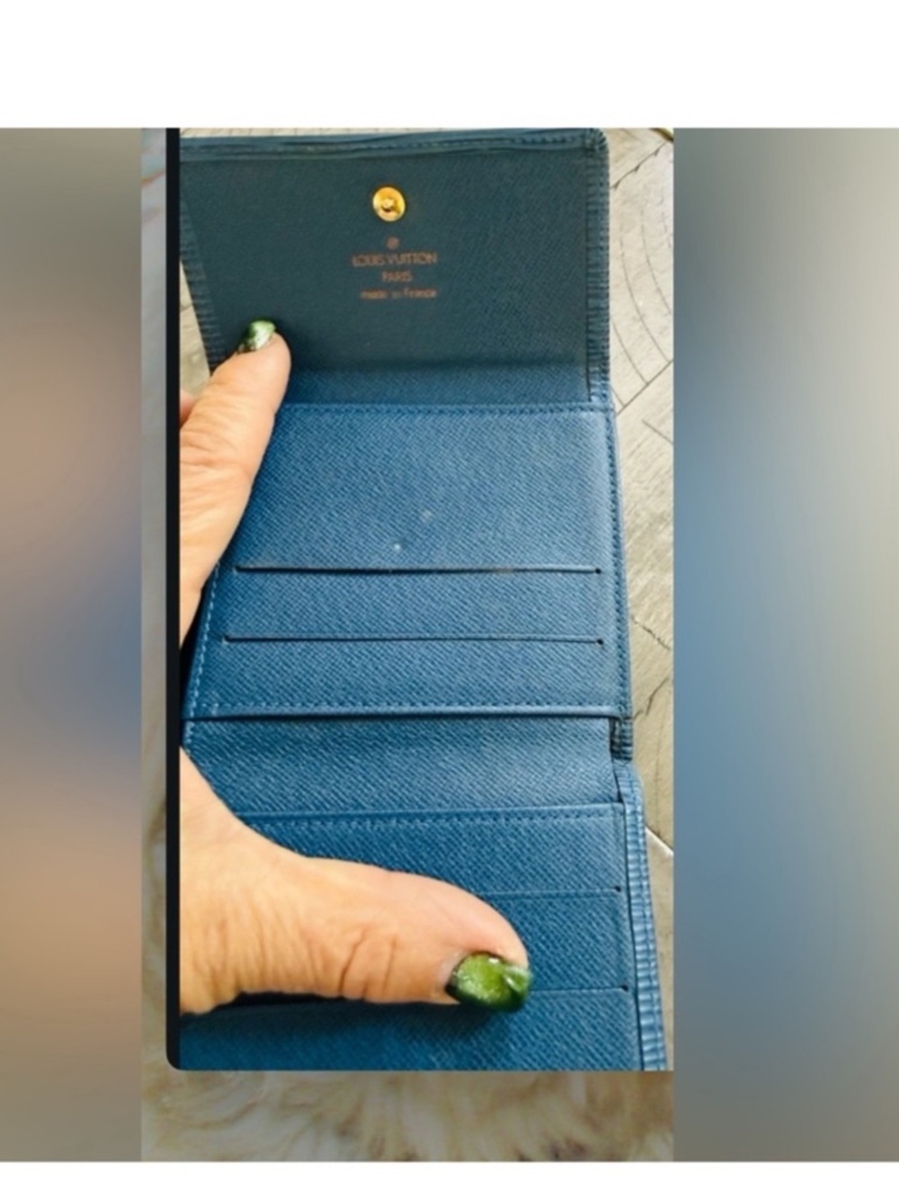 Authentic Louis Vuitton Textured Blue Wallet - Picture 6 of 8